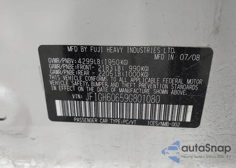 2009 Subaru Impreza 2.5I Premium из США, поврежденный, VIN JF1GH60659G801080